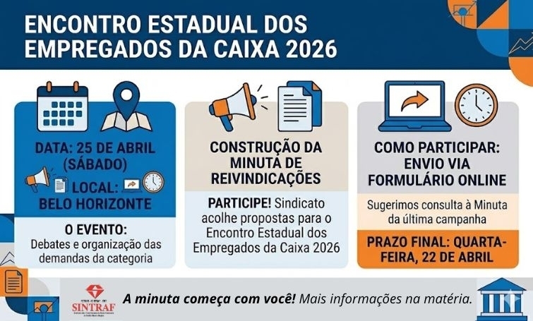 Participe! Sindicato acolhe propostas para o Encontro Estadual dos Empregados da Caixa 2026